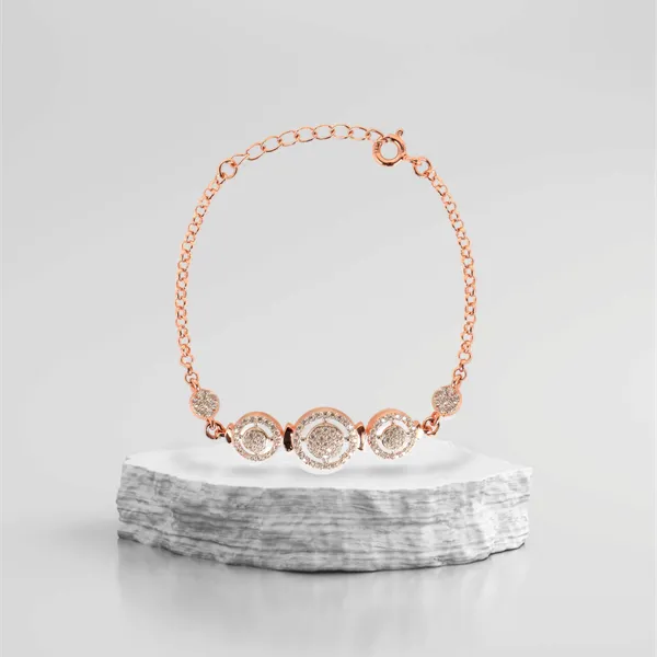 Rose_Gold_925_Silver_Zircon_Charm_Bracelet_For_Unisex