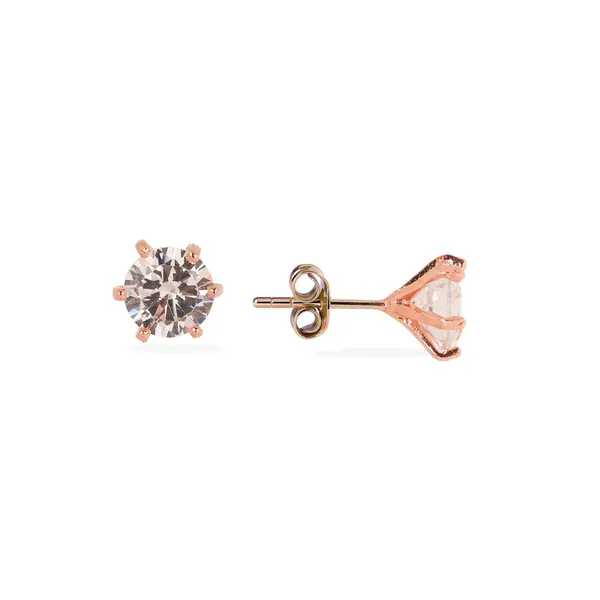Rose_Gold_Plated_925_Silver_Zirconia_Solitaire_Stud_Earrings_For_Women