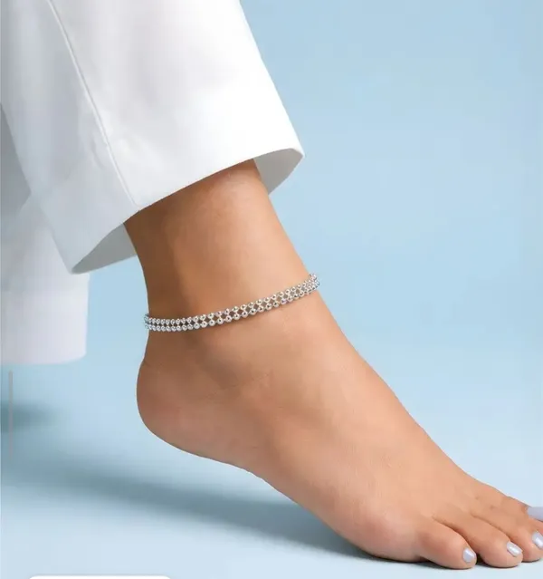 925_Silver_Double_Line_Beaded_Anklets_(10.5_Inch_)