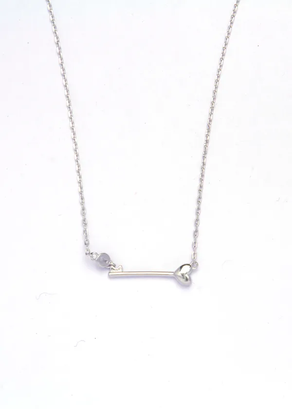 Silver_925_Sterling_Love_Key_Pendant_Chain_For_Women