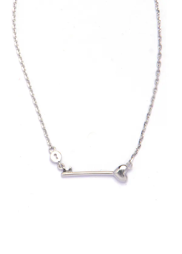 Silver_925_Sterling_Love_Key_Pendant_Chain_For_Women