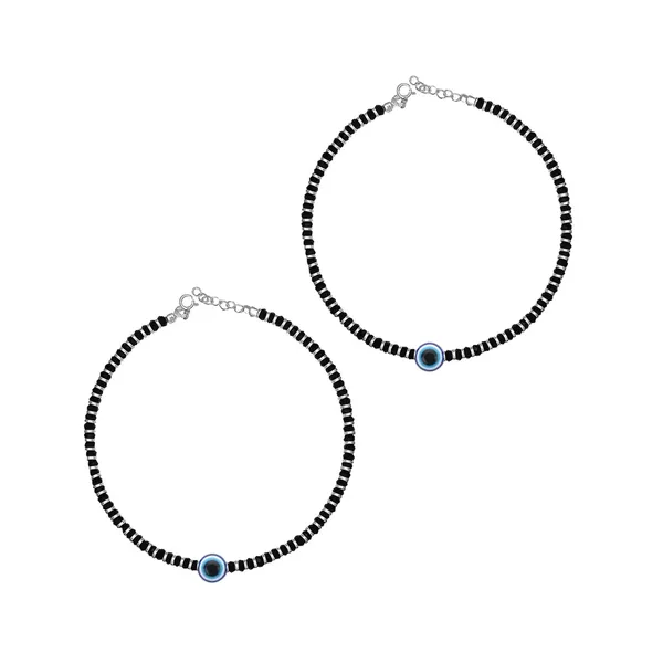 925_Silver_Evil_Eye_Black_Crystal_Anklets_(9_Inch_)