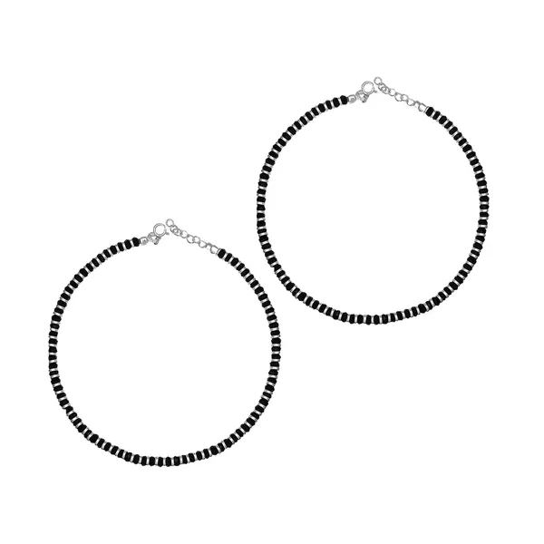 925_Silver_Black_Crystal_Anklets_(9_Inch_)