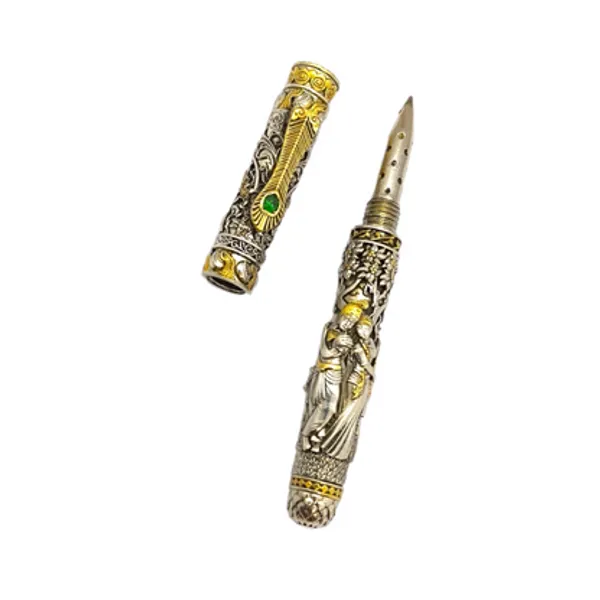 925_Silver_Two-Tone_Nakash_Radha_Krishna_Emerald_Hallmark_Decorative_Pen