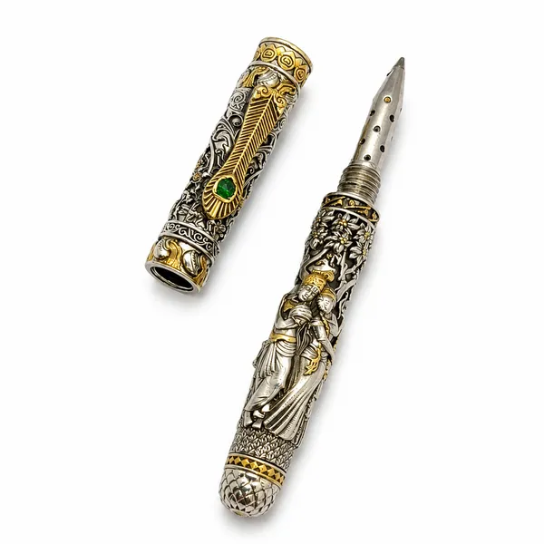 925_Silver_radha_krishna_antique_nakashi_silver_pen_