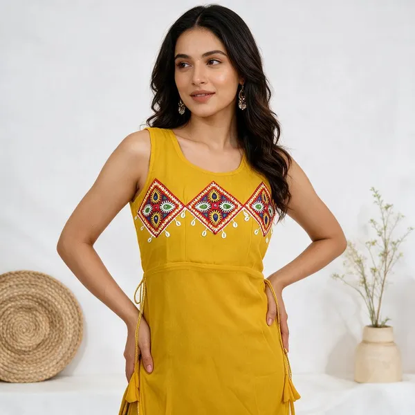 Yellow_Embroidered_Georgette_Kurti