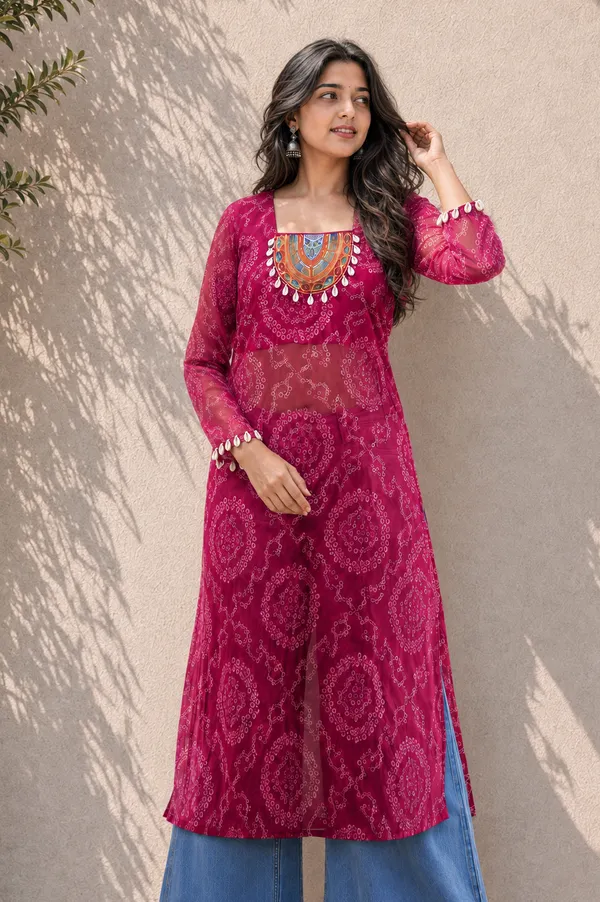 Bandhani_Print_Georgette_Kurti
