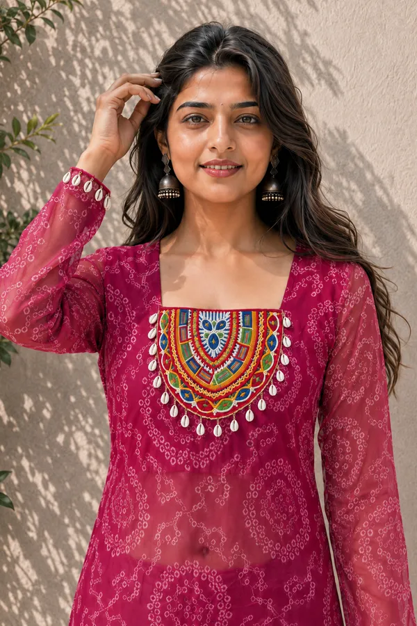 Bandhani_Print_Georgette_Kurti