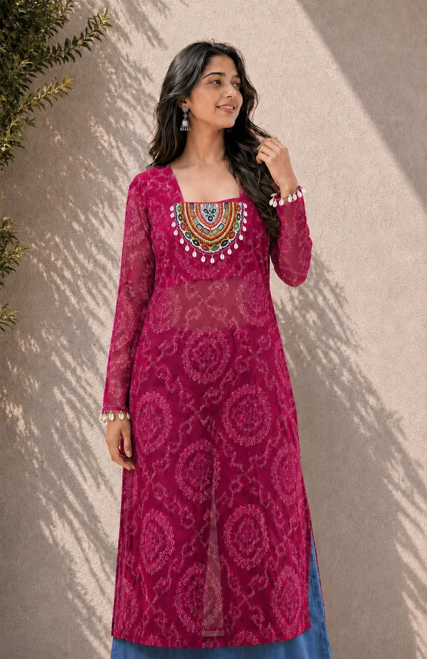 Bandhani_Print_Georgette_Kurti
