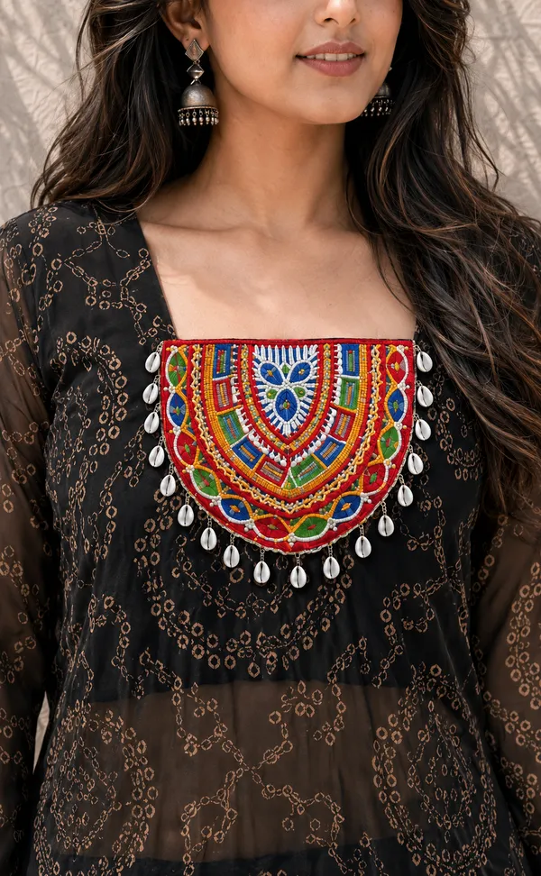 Black_Bandhani_Georgette_Kurti