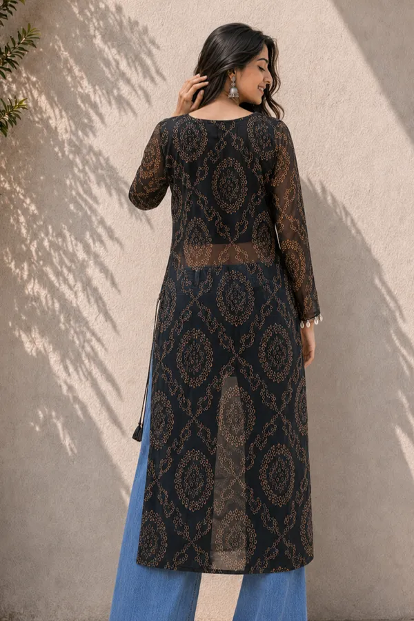 Black_Bandhani_Georgette_Kurti