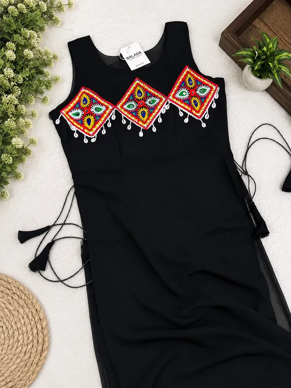 Black_Embroidered_Georgette_Kurti