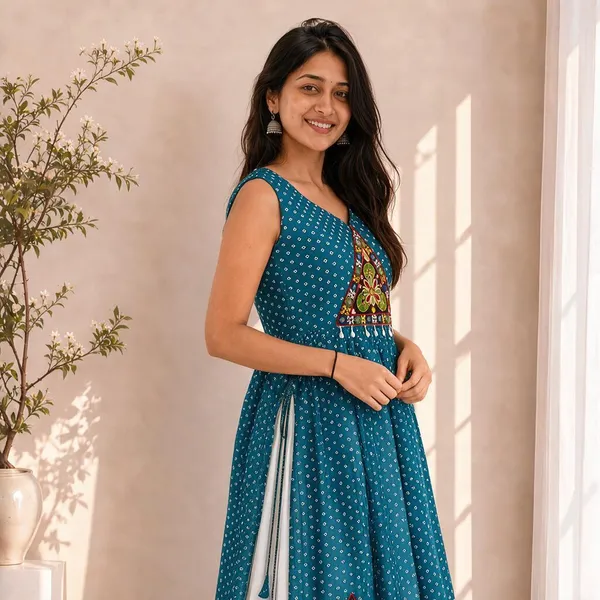 Teal_Blue_Elegant_Designer_Navratri_Kurti