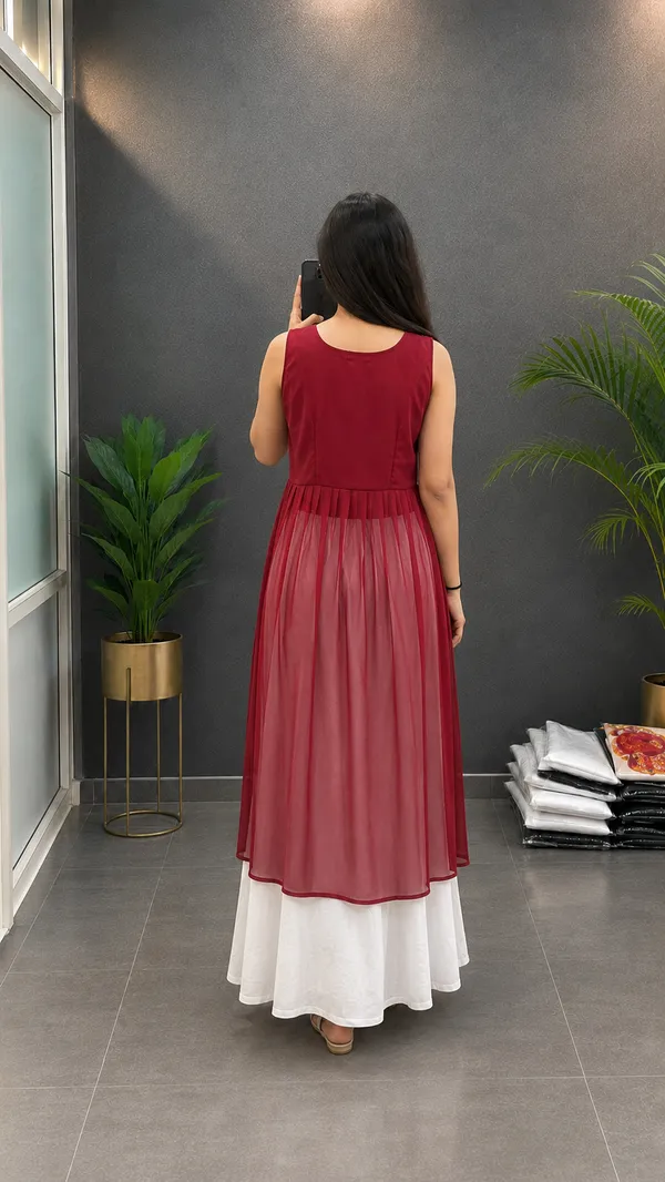 Maroon_Georgette_Navratri_Kurti