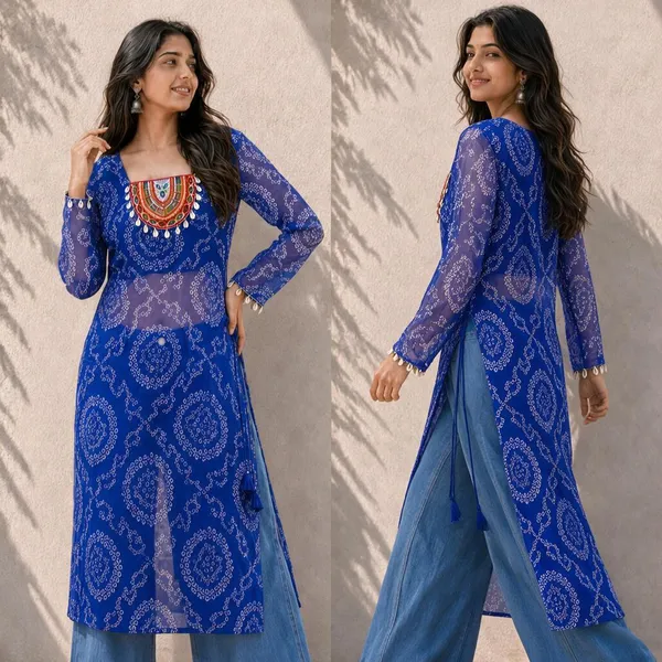 Royal_Blue_Bandhani_Georgette_Kurti