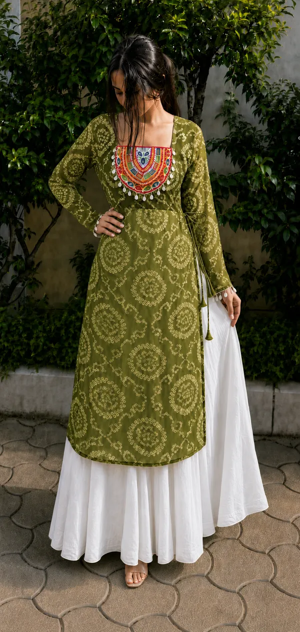 Olive_Green_Elegant_Luxe_Navratri_Kurti