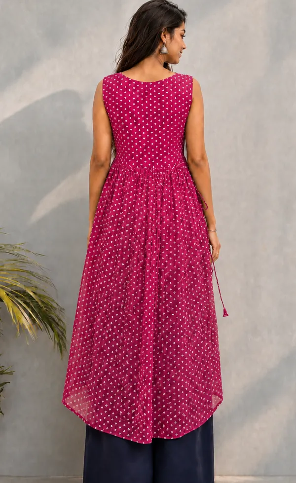 Pink_Bandhani_Georgette_Kurti