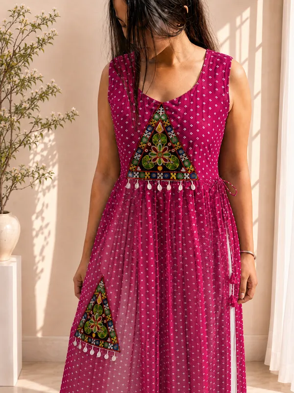 Majenta_Flared_Long_Navratri_Kurti