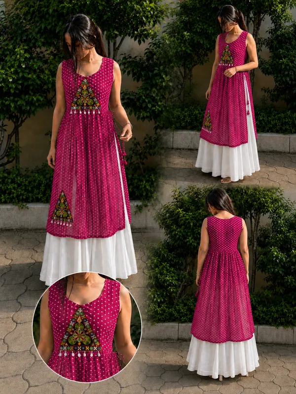 Majenta_Flared_Long_Navratri_Kurti