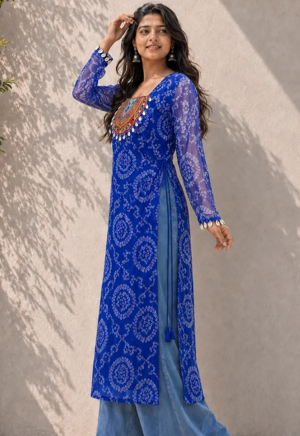 Royal_Blue_Bandhani_Georgette_Kurti