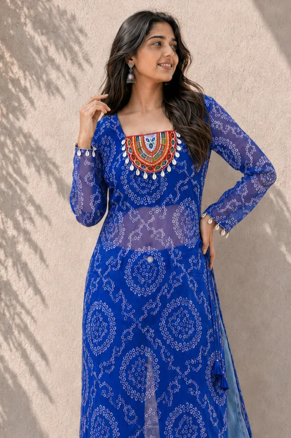 Royal_Blue_Bandhani_Georgette_Kurti