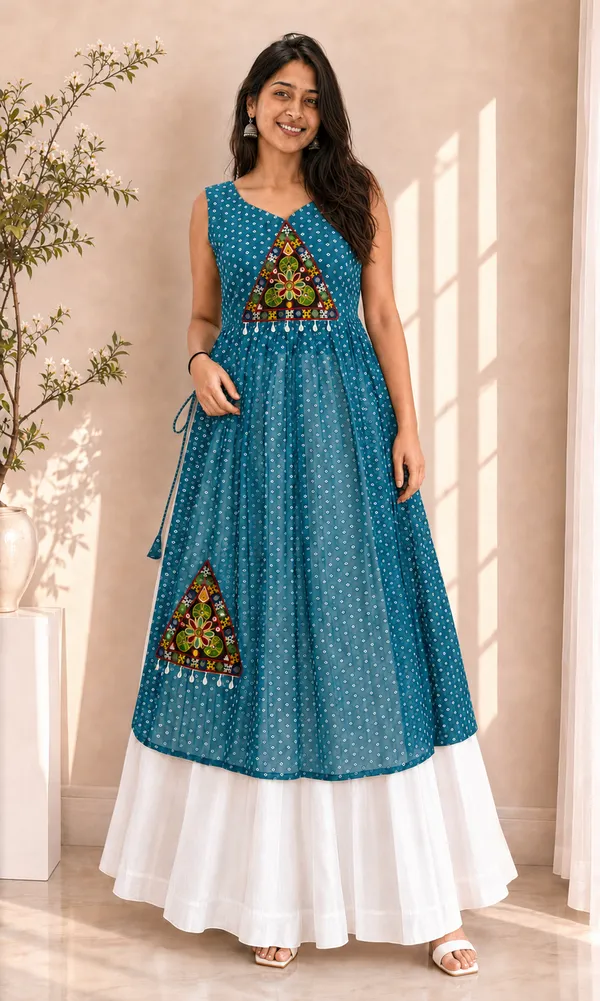 Teal_Blue_Elegant_Designer_Navratri_Kurti