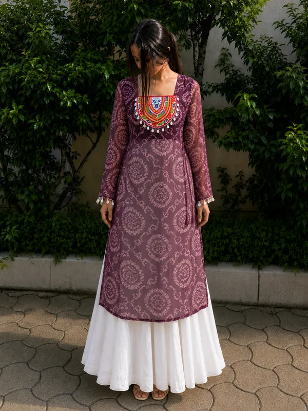 Wine_Elegant_Luxe_Navratri_Kurti