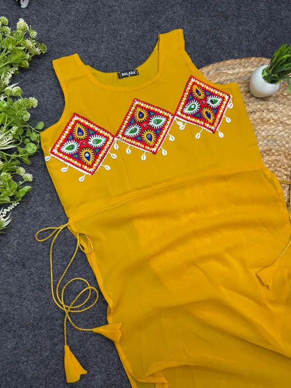 Yellow_Embroidered_Georgette_Kurti