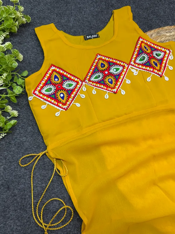 Yellow_Embroidered_Georgette_Kurti
