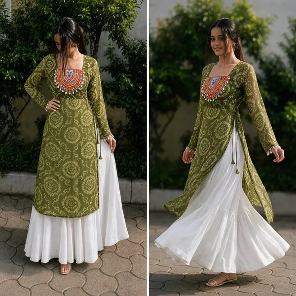 Mehendi_Green_Bandhani_Georgette_Kurti