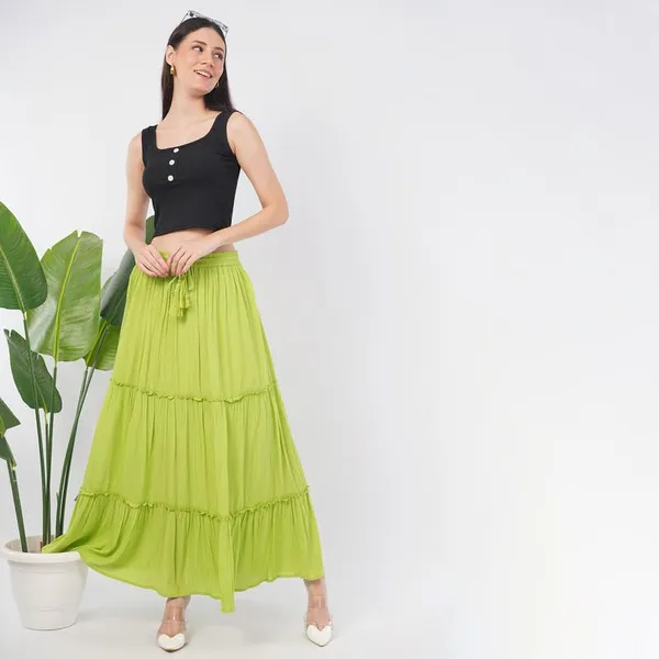 Rayon_Crepe_Flared_Skirt_With_Lining_And_Pocket