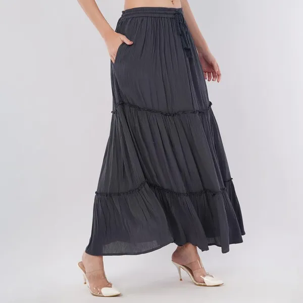 Rayon_Crepe_Flared_Skirt_With_Lining_And_Pocket