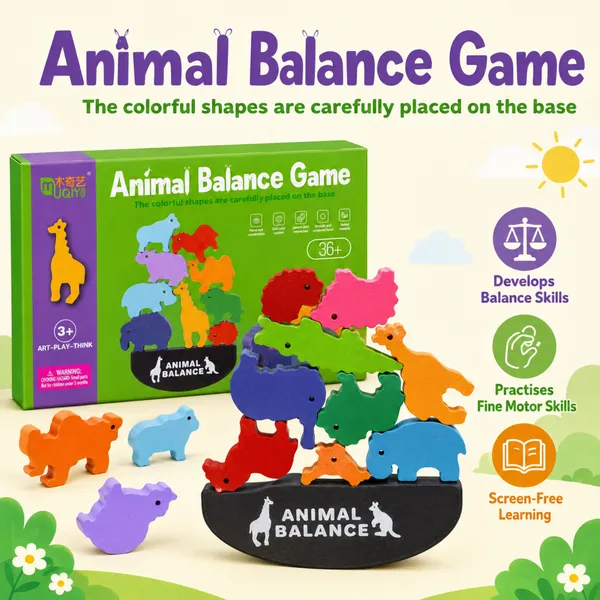 Animal_Balance_Game_for_Kids_|_Wooden/Colorful_Stacking_&_Balancing_Toy_|_Fun_Focus_&_Coordination_Activity_|_Educational_Skill_Development_Game_for_Kids_3+_Years