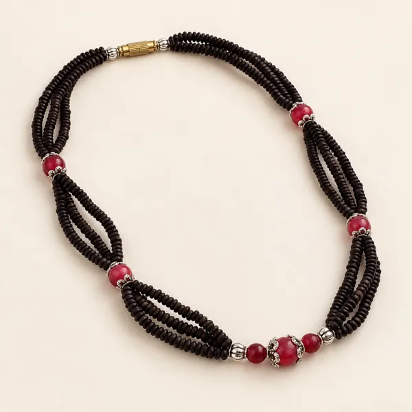 Black_Tulsi_Beads_Four-Layer_Necklace_with_Red_Accent_Beads_|_Handcrafted_Multi-Strand_Devotional_Kanthi_Mala