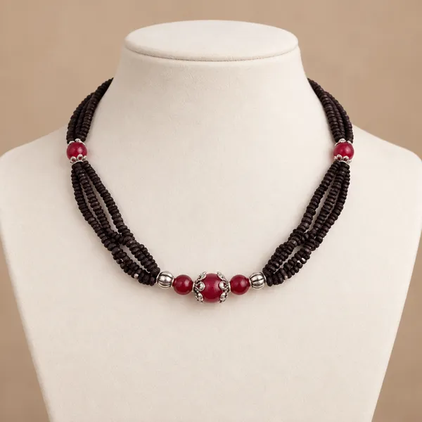 Black_Tulsi_Beads_Four-Layer_Necklace_with_Red_Accent_Beads_|_Handcrafted_Multi-Strand_Devotional_Kanthi_Mala