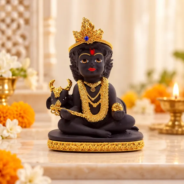 Black_and_Golden_Bal_Krishna_Idol_with_Cow_for_Pooja_Room,_Home_Décor_&_Gift