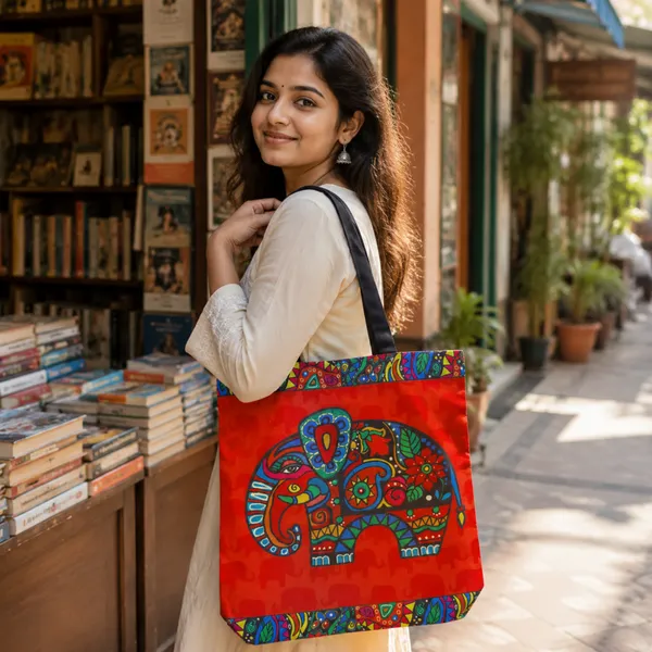 Ethnic_Elephant_Printed_Tote_Bag_for_Women_|_Lightweight_Handbag_with_Long_Shoulder_Handles_|_Daily_Use_&_Shopping_Bag
