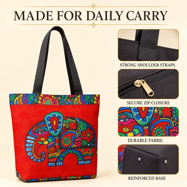 Ethnic_Elephant_Printed_Tote_Bag_for_Women_|_Lightweight_Handbag_with_Long_Shoulder_Handles_|_Daily_Use_&_Shopping_Bag