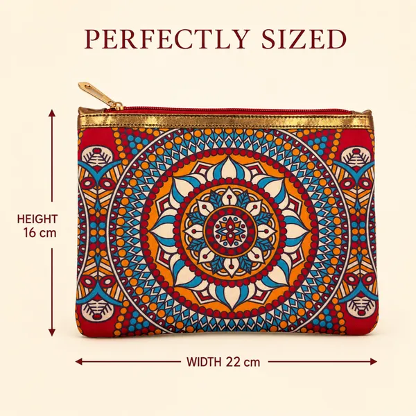 Ethnic_Mandala_Printed_Zipper_Pouch_for_Women_|_Multipurpose_Cosmetic_&_Daily_Use_Organizer_|_Stylish_Traditional_Design