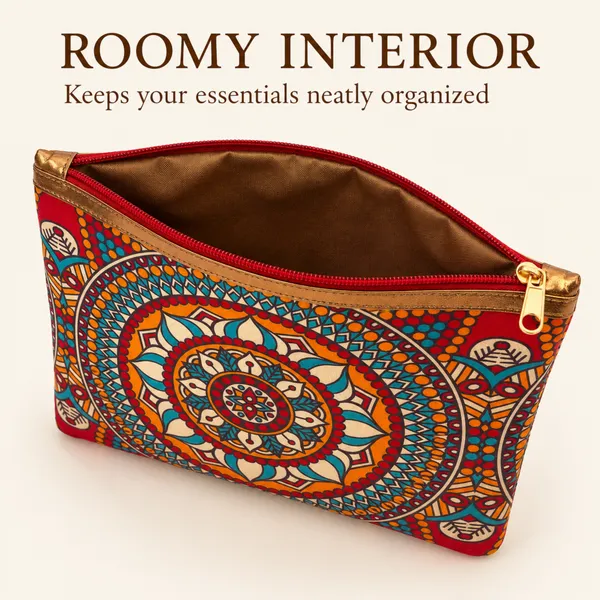 Ethnic_Mandala_Printed_Zipper_Pouch_for_Women_|_Multipurpose_Cosmetic_&_Daily_Use_Organizer_|_Stylish_Traditional_Design