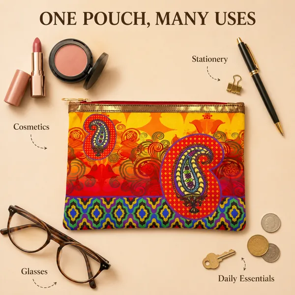 Ethnic_Printed_Zipper_Pouch_for_Women_|_Multipurpose_Cosmetic_&_Daily_Use_Organizer_|_Stylish_Paisley_Design