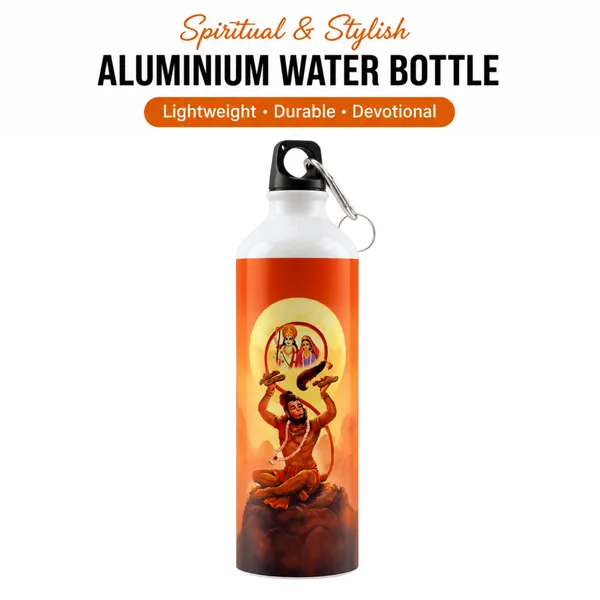 Orange_Hanuman_Printed_Water_Bottle_With_Carabiner