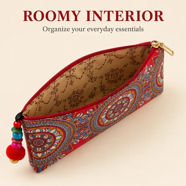 Mandala_Printed_Zipper_Pouch_for_Women_|_Multipurpose_Cash,_Cards,_Keys_&_Daily_Essentials_Organizer_|_Red_Ethnic_Design_with_Charm