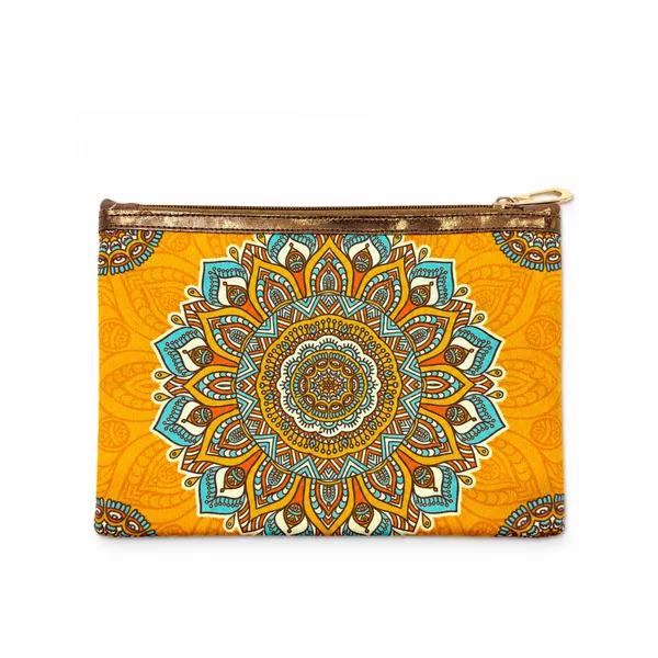 Mandala_Printed_Zipper_Pouch_for_Women_|_Multipurpose_Cosmetic_&_Daily_Use_Organizer_|_Stylish_Yellow_Ethnic_Design