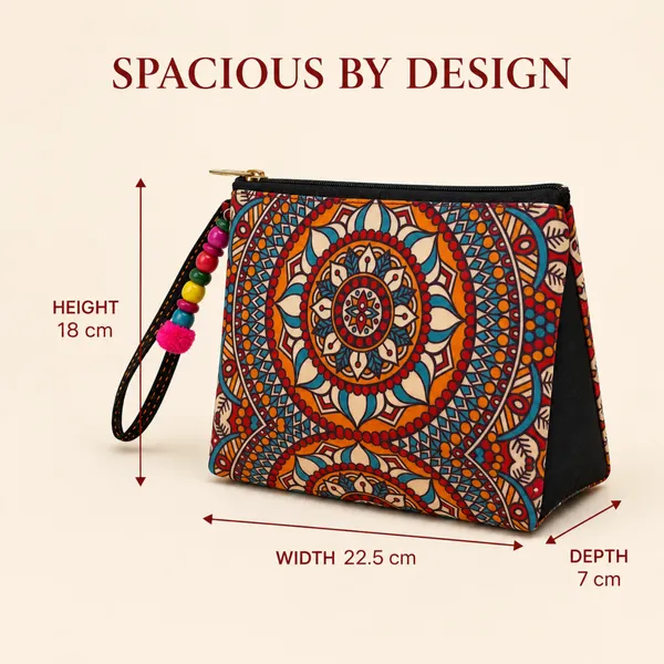 Mandala_Printed_Zipper_Pouch_for_Women_|_Multipurpose_Makeup,_Cash,_Cards,_Keys_&_Stationery_Organizer_|_Wrist_Strap_Utility_Pouch