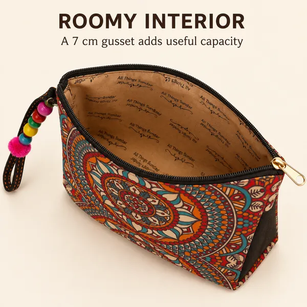 Mandala_Printed_Zipper_Pouch_for_Women_|_Multipurpose_Makeup,_Cash,_Cards,_Keys_&_Stationery_Organizer_|_Wrist_Strap_Utility_Pouch