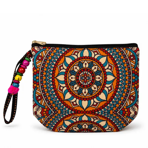 Mandala_Printed_Zipper_Pouch_for_Women_|_Multipurpose_Makeup,_Cash,_Cards,_Keys_&_Stationery_Organizer_|_Wrist_Strap_Utility_Pouch