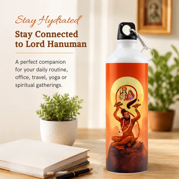 Orange_Hanuman_Printed_Water_Bottle_With_Carabiner