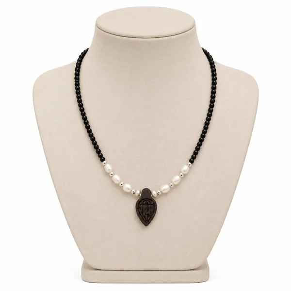 Natural_Black_Tulsi_Beads_Necklace_with_Pearl-Style_Accents_and_Carved_Radha_Pendant_|_Handcrafted_Devotional_Mala