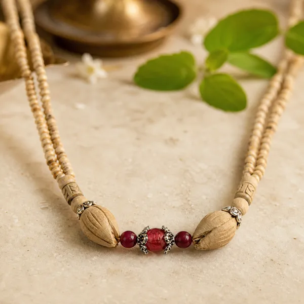Natural_Tulsi_Beads_Multi-Layer_Necklace_with_Red_Accent_Beads_|_Handcrafted_Devotional_Kanthi_Mala_with_Carved_Wooden_Beads